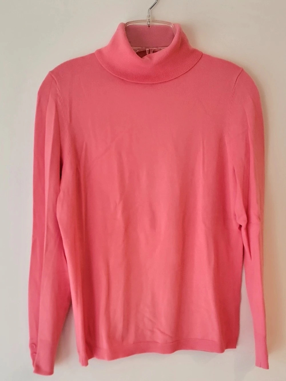 Talbots Button Cuff Turtleneck Sweater Pink - Size Mp